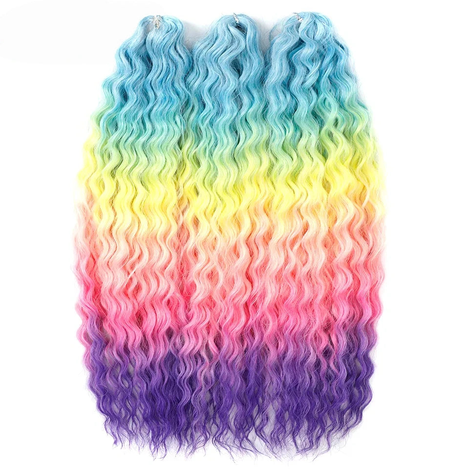 24 Inch Water Wave Crochet Braiding Hair Pink Blonde Synthetic Hair Extensions for Black Women