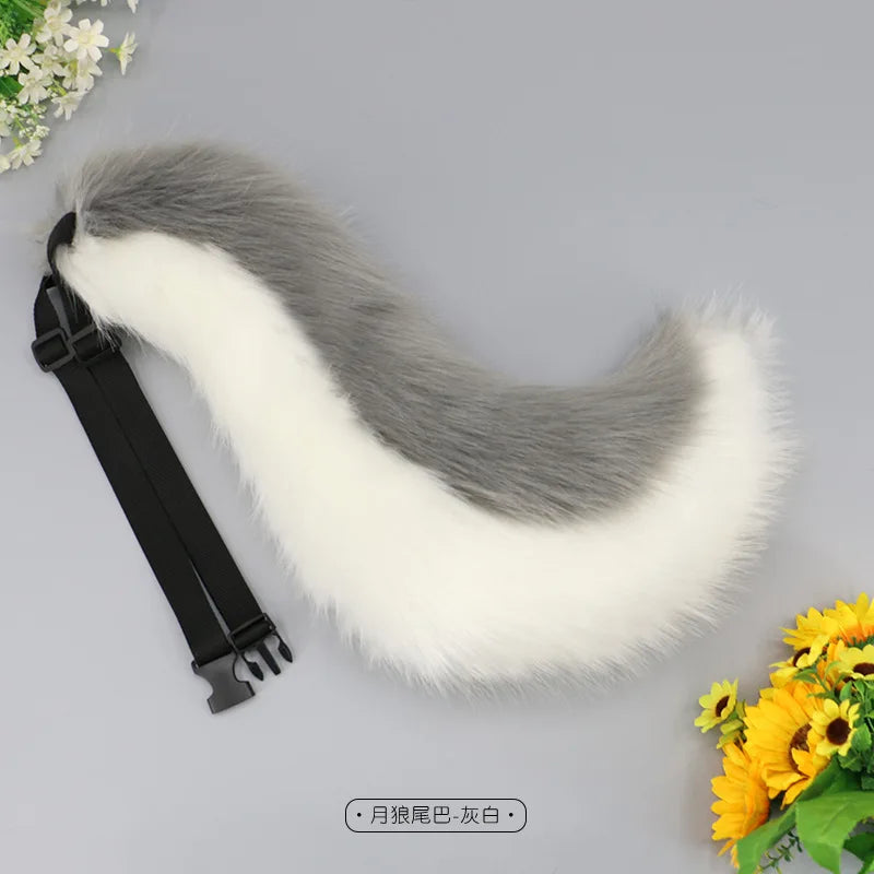Kwaii Tail Girl Plush Cosplay Props Faux Fur Wolf Tail Women Lolita Cosplay Animal Tails Halloween Party Simulation Animal Tails