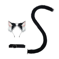 Handmade Plush Cat Ear Headband & Tail Set – Realistic Animal Cosplay Kit for Anime, Halloween & Furry Events