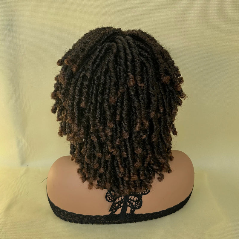 Locs Afro Bob Braided Wig Synthetic Faux Locs Crochet Twist Braiding Wig Versatile Dreadlocks Style Short Wigs For Women
