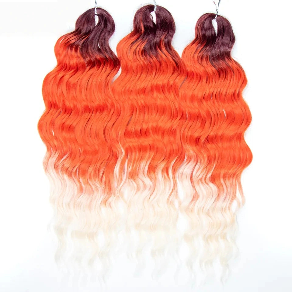 Water Wave Ombre Blonde Braiding Hair Extensions – Deep Wave Afro Curl Crochet for Women