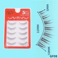 5pairs Natural False Eyelashes Thin Band Short HandMade Lighte Soft EyelashCosplay Korean Fashion Wispy Extension Makeup Tools