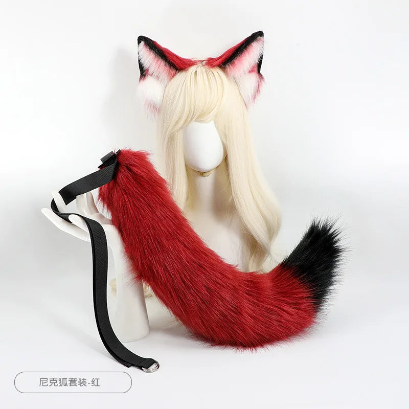 New Red Fox Anime Beast Ear Beast Tail Wolf Ear Cat Ear Headband Nick Fox Nick COSPLAY Simulation Fox Ears Hair Accessories