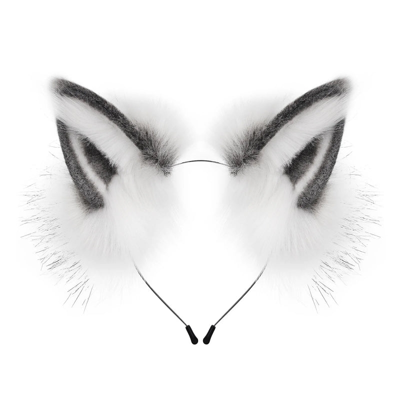 Fluffy Fox Ears Headband – Orange & White Furry Animal Costume Accessory for Cosplay & Halloween Dress Up