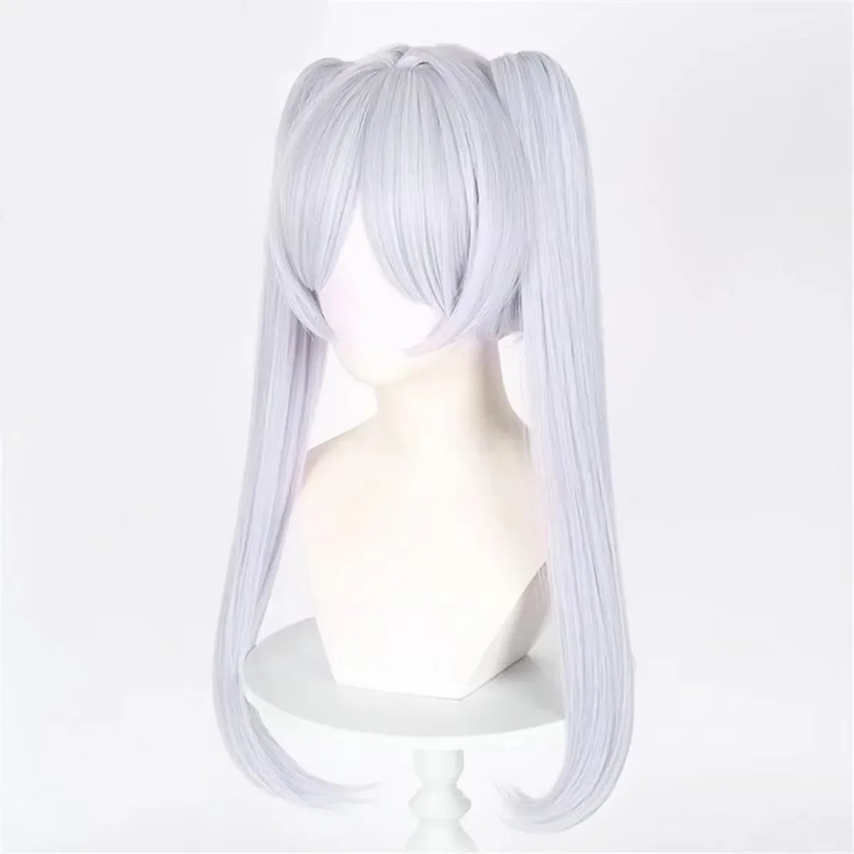 Silver White Short Double Ponytail Wig – High-Quality Synthetic Anime Cosplay Wig (Frieren-Inspired)