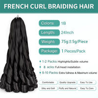 French Curl Braiding Hair 24Inch Synthetic Hair Bulk Spanish Loose Wave Spiral Curl Braids Hair Bouncy Braiding Hair Extensions