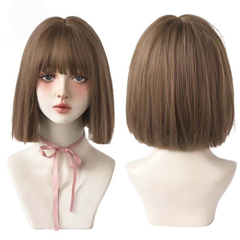 Short Black Bob Wig with Bangs – Synthetic Heat-Resistant Daily Wear Wig