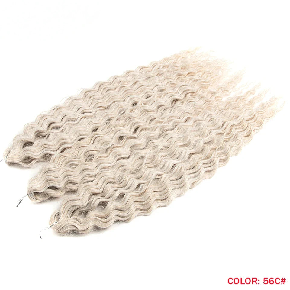 24 Inch Water Wave Crochet Braiding Hair Pink Blonde Synthetic Hair Extensions for Black Women