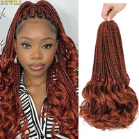 14’’ Synthetic French Curls Crochet Hair Braids Kid-Friendly Ombre Brown to Blonde French Curl Box Braids with Bouncy Curly Ends