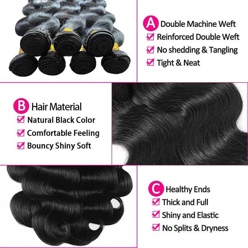 Body Wave Human Hair Bundles | Natural Black
