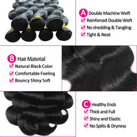 Body Wave Human Hair Bundles | Natural Black