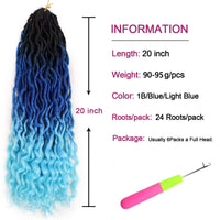 Curly Faux Locs Crochet Hair for Black Women 20In New Goddess Locs Crochet Hair With Curly Ends Ombre Blue Wavy Faux Locs Synthe