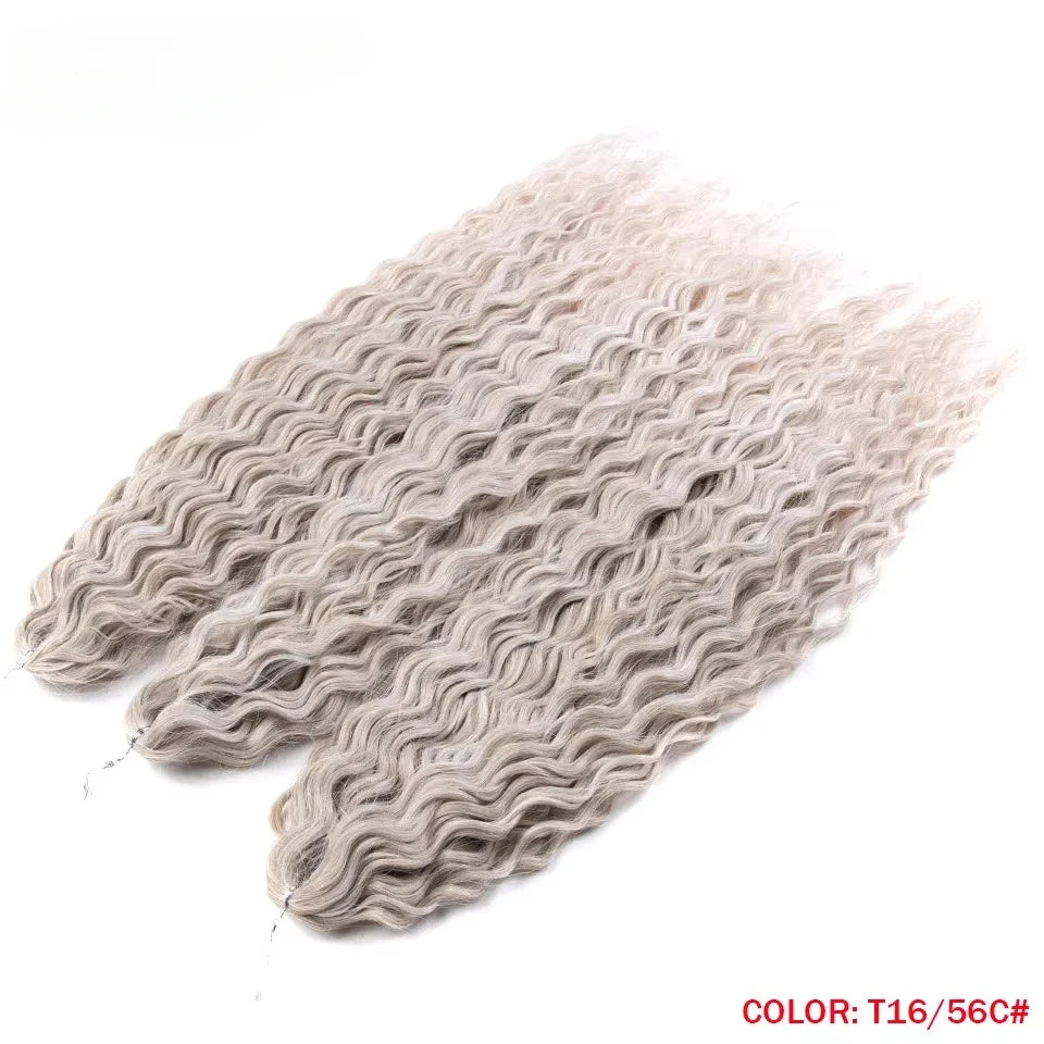 22 Inch Ombre Blonde Rainbow Water Wave Crochet Hair – 300g Synthetic Curly Braiding Extensions