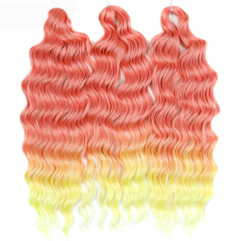 Water Wave Ombre Blonde Braiding Hair Extensions – Deep Wave Afro Curl Crochet for Women