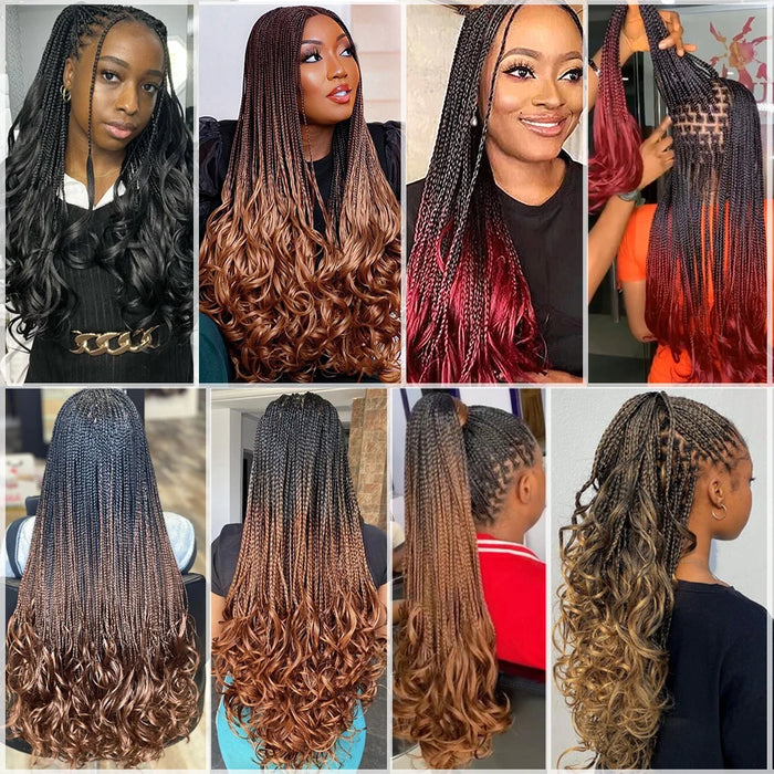 Collage of various hairstyles with different hair colors and styles.