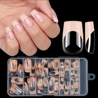 120PCS Acrylic French Press On Nails Medium Square Full Cover Nail Tips – Mixed Sizes, Removable False Nails