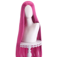 Long Straight Cosplay Wig 100cm Centre Parting Central Split Blond Pink Red Purple Heat Resistant Synthetic Hair Wigs
