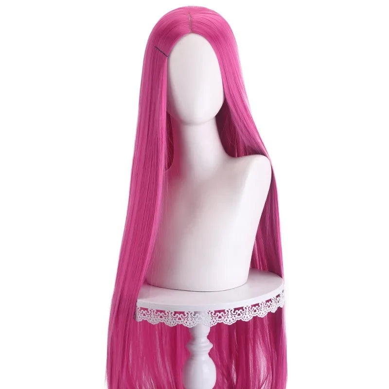 Long Straight Cosplay Wig 100cm Centre Parting Central Split Blond Pink Red Purple Heat Resistant Synthetic Hair Wigs