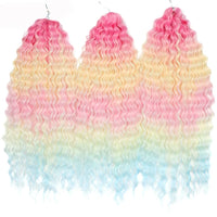 24 Inch Water Wave Crochet Braiding Hair Pink Blonde Synthetic Hair Extensions for Black Women