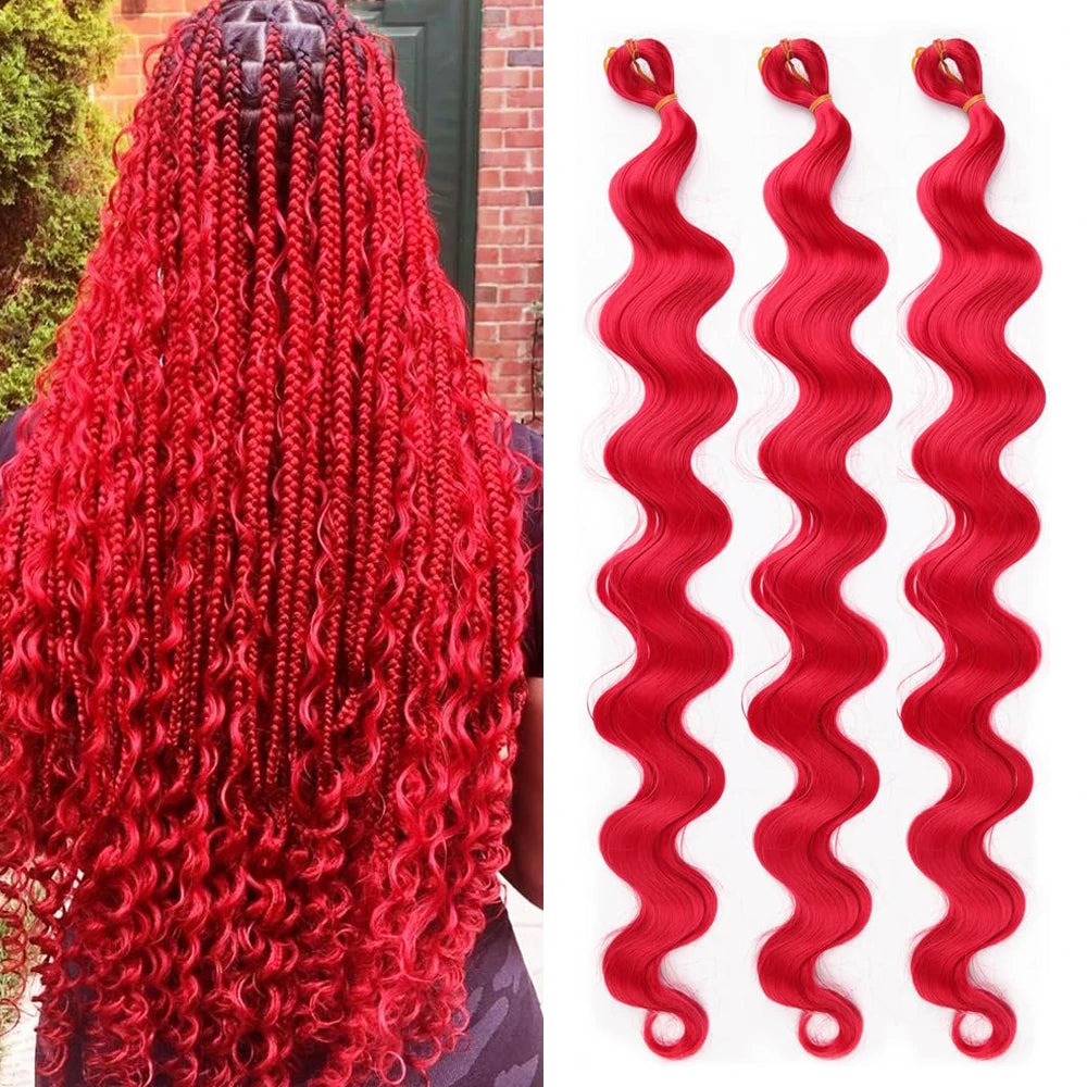 24 Inch Body Wave Braiding Hair French Curl for Goddess Box Braids Crochet Hair Braids Synthetic Hair Extensions（3pcs，T30#）
