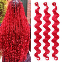 24 Inch Body Wave Braiding Hair French Curl for Goddess Box Braids Crochet Hair Braids Synthetic Hair Extensions（3pcs，T30#）