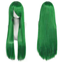 80cm Long Synthetic White Purple Cosplay Wigs Green Hair Straight Silver Wig Pink Hairpiece Lolita Wig with Bangs
