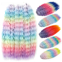 22 Inch Ombre Blonde Rainbow Water Wave Crochet Hair – 300g Synthetic Curly Braiding Extensions