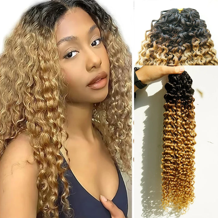 1B/27 Highlight Curly Human Hair for Crochet Braids