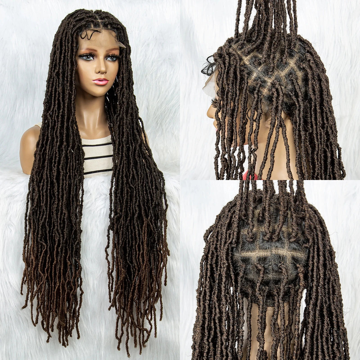 Pink Blue Full Lace Braided Wigs Synthetic Lace Front Wig Braid African With Baby Hair Braids Butterfly Locs Dreadlocks Wigs