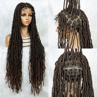 Pink Blue Full Lace Braided Wigs Synthetic Lace Front Wig Braid African With Baby Hair Braids Butterfly Locs Dreadlocks Wigs