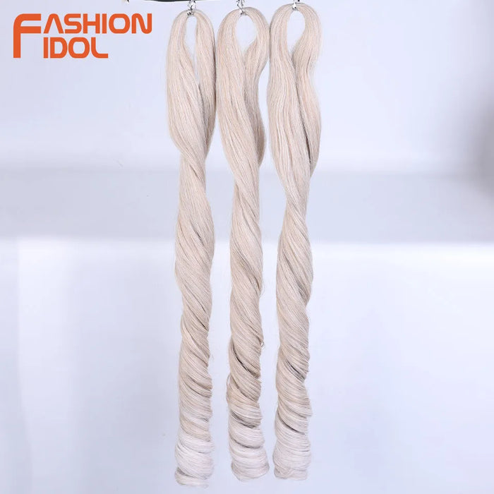 18 Inch French Curly Crochet Braiding Hair Synthetic Blonde Loose Wave Braids Hair Spiral Curls Hair Extensions