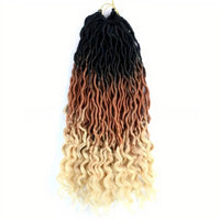Curly Faux Locs Crochet Hair for Black Women 20In New Goddess Locs Crochet Hair With Curly Ends Ombre Blue Wavy Faux Locs Synthe