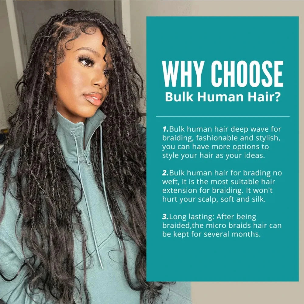 Long boho braids styled with loose body wave human hair