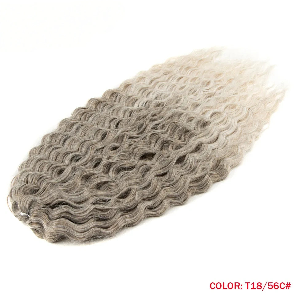 24 Inch Water Wave Crochet Braiding Hair Pink Blonde Synthetic Hair Extensions for Black Women