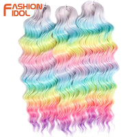 24 Inch Synthetic Hair Water Wave Braiding Hair Extensions Ombre Blonde Deep Wave Afro Curl Twist Crochet Hair for Women