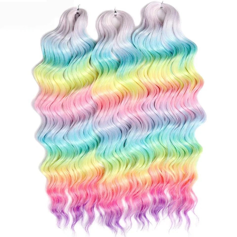 Water Wave Ombre Blonde Braiding Hair Extensions – Deep Wave Afro Curl Crochet for Women