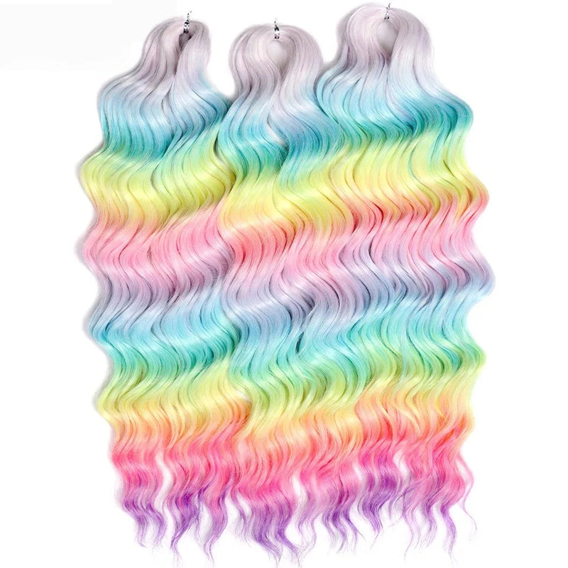Water Wave Ombre Blonde Braiding Hair Extensions – Deep Wave Afro Curl Crochet for Women