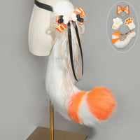 Hand-made Realistic Fluffy Fox Ear Headwear Faux Fur Wolf  Tail Plush Cat Claw Gloves Lolita Anime Exhibition Cosplay Props