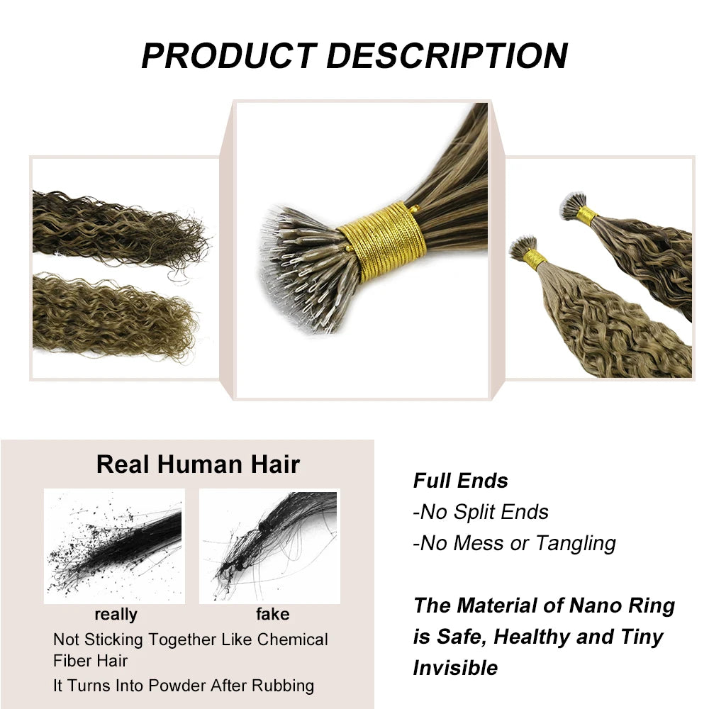 Natural Wave Nano Ring Human Hair Extensions