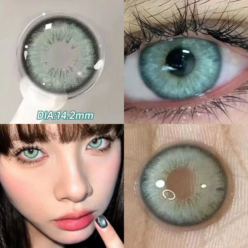 OVOLOOK-2pcs/Pair Contact Lenses Fast Shipping Big Black Lenses for Eyes Beauty Pupils Comestic Eye Color Lens 14.5mm/14.2mm