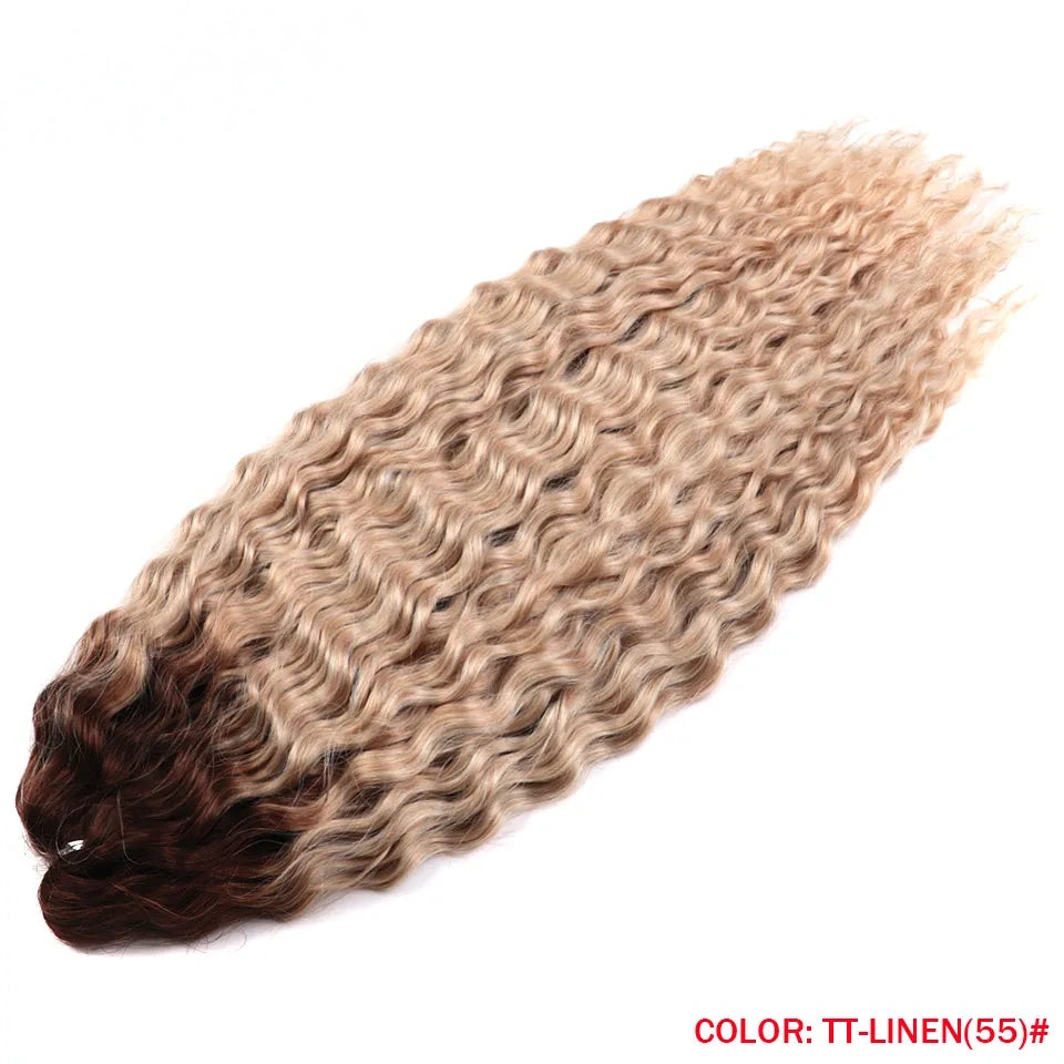 24 Inch Water Wave Crochet Braiding Hair Pink Blonde Synthetic Hair Extensions for Black Women