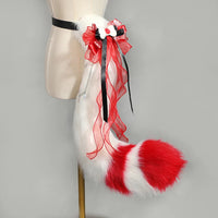 Hand-made Realistic Fluffy Fox Ear Headwear Faux Fur Wolf  Tail Plush Cat Claw Gloves Lolita Anime Exhibition Cosplay Props