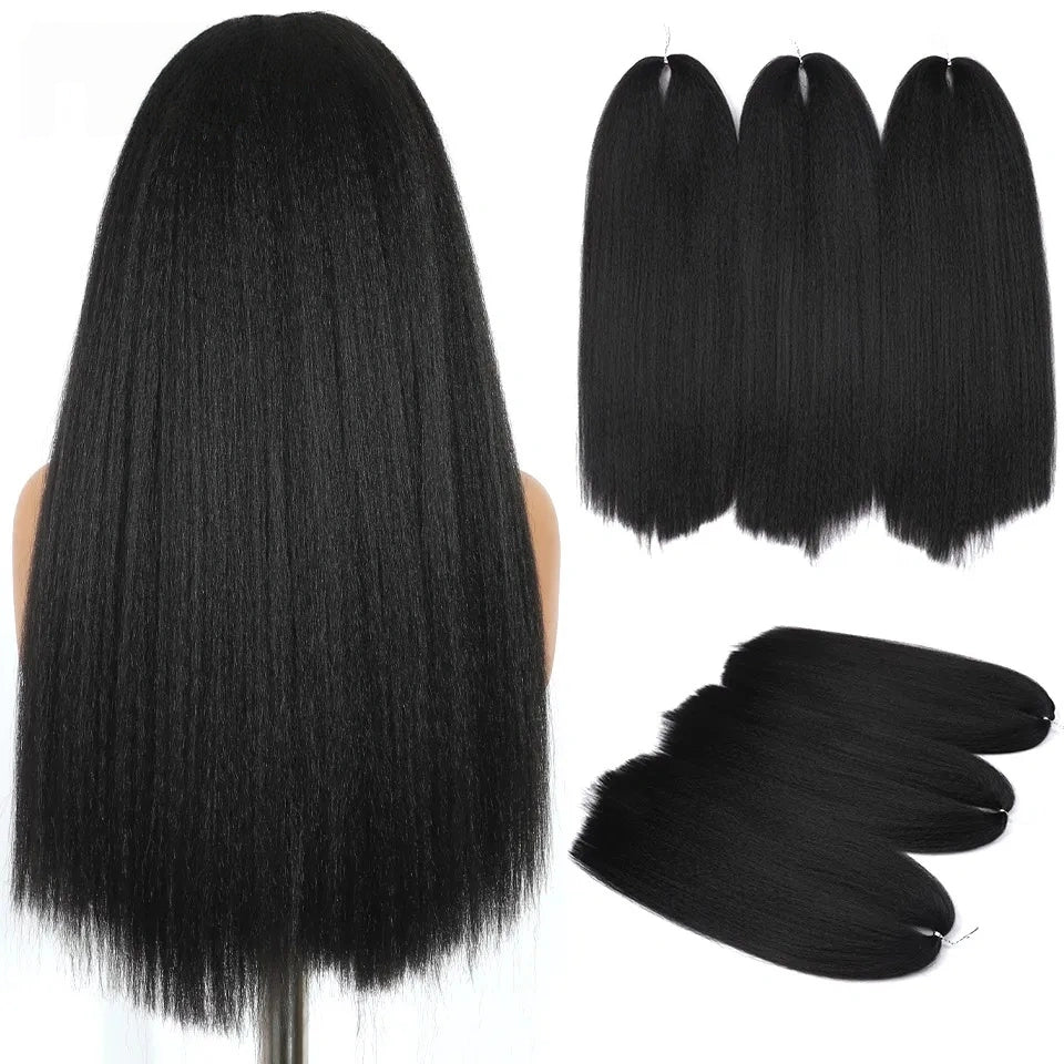 24" Yaki Straight Braiding Hair – Soft & Full (3 Packs)