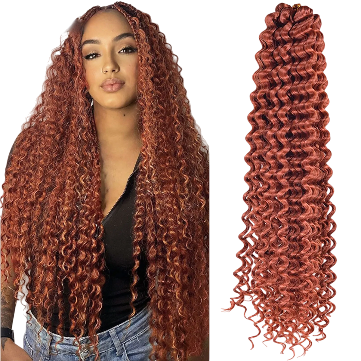 Long Deep Wave Braiding Hair 28 Inch Ocean Wave Crochet Hair Synthetic Deep Curly Crochet Hair Extensions For Black Women