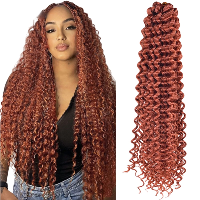 Long Deep Wave Braiding Hair 28 Inch Ocean Wave Crochet Hair Synthetic Deep Curly Crochet Hair Extensions For Black Women