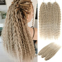 22 Inch Ombre Blonde Rainbow Water Wave Crochet Hair – 300g Synthetic Curly Braiding Extensions