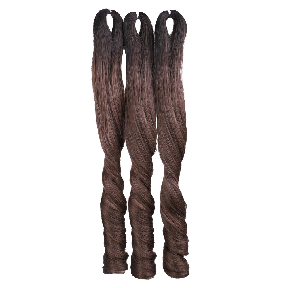 18 Inch French Curly Crochet Braiding Hair Synthetic Blonde Loose Wave Braids Hair Spiral Curls Hair Extensions