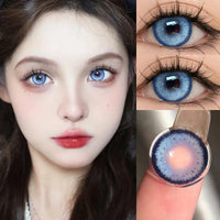 KSSEYE 1 Pair Korean Lenses Colored Contact Lenses  Myopia Beauty Pupil Soft Blue Lens