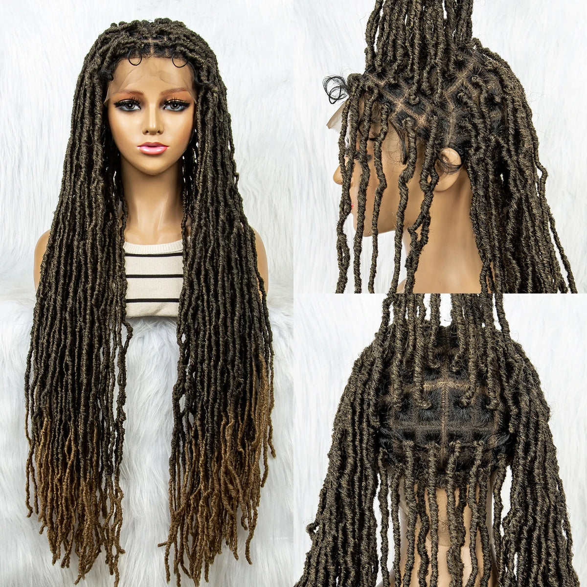 Pink Blue Full Lace Braided Wigs Synthetic Lace Front Wig Braid African With Baby Hair Braids Butterfly Locs Dreadlocks Wigs