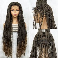 Pink Blue Full Lace Braided Wigs Synthetic Lace Front Wig Braid African With Baby Hair Braids Butterfly Locs Dreadlocks Wigs